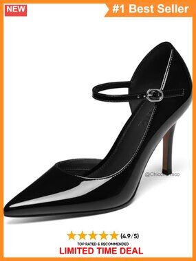 Women's Pointed Toe Stiletto Heel Closed Toe Ankle Strap Pumps
